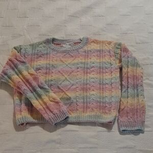 Pink Rose Pastel Striped Crew Neck Sweater